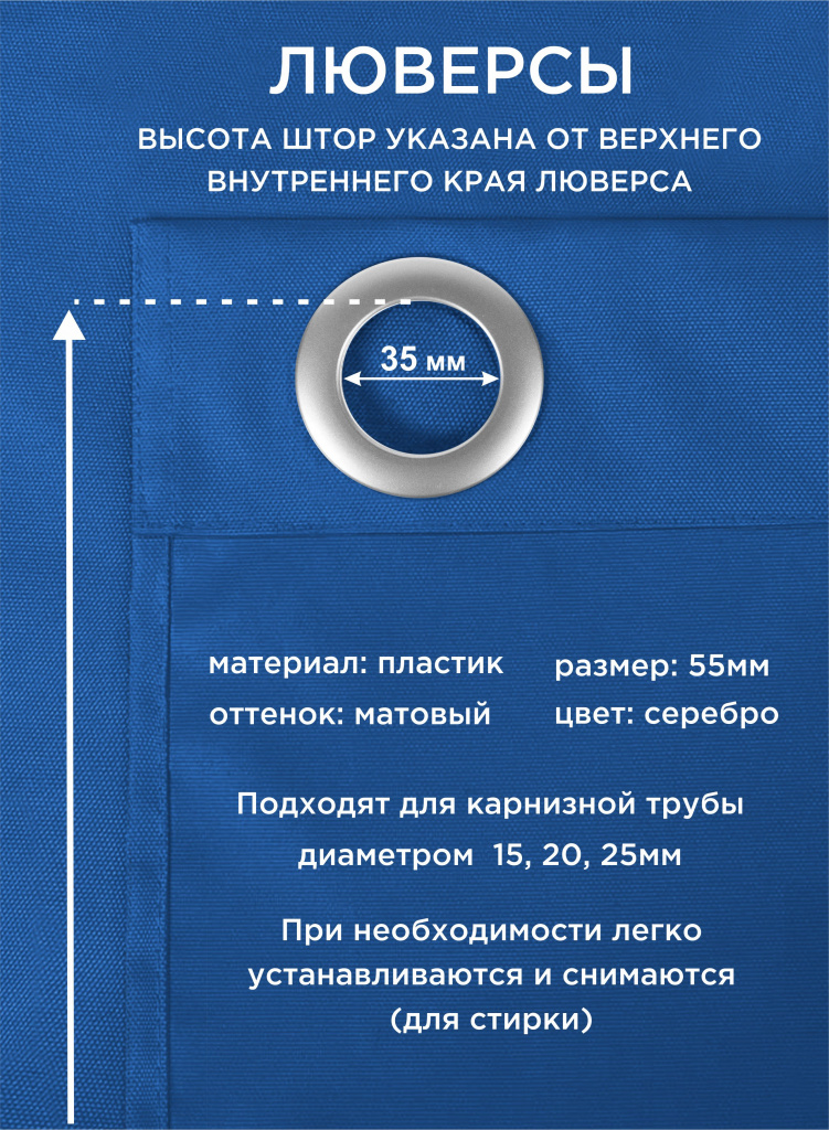 Штора уличная на люверсах оксфорд 600D "Синий"